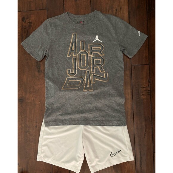 Air Jordan / Nike Youth Boys Two Piece Outfit White Shorts Set Size Youth Large - Picture 3 of 11